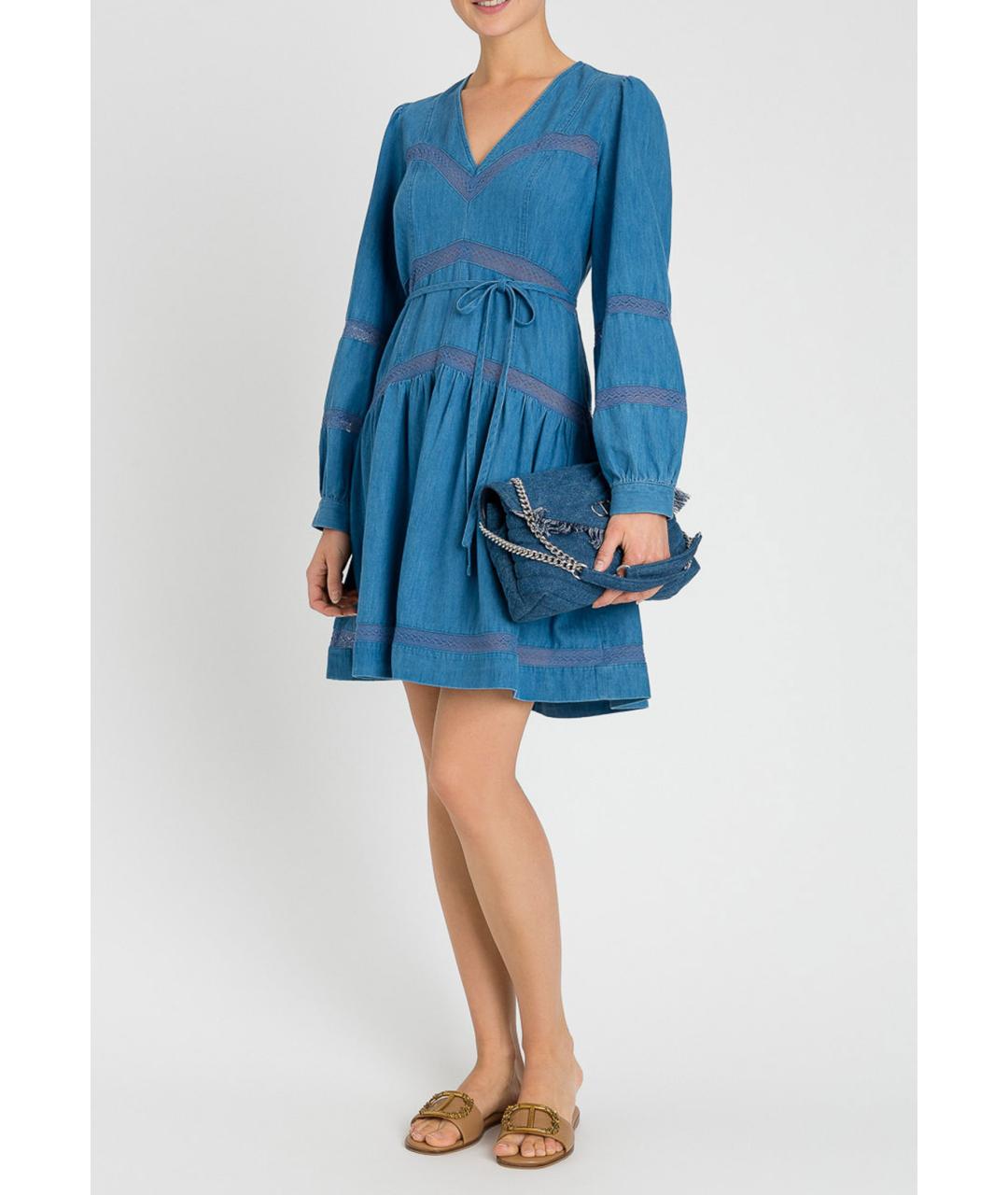 TWIN-SET Синее хлопковое повседневное платье, фото 2