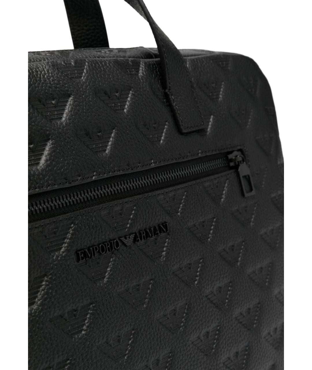 EMPORIO ARMANI Черный кожаный портфель, фото 4