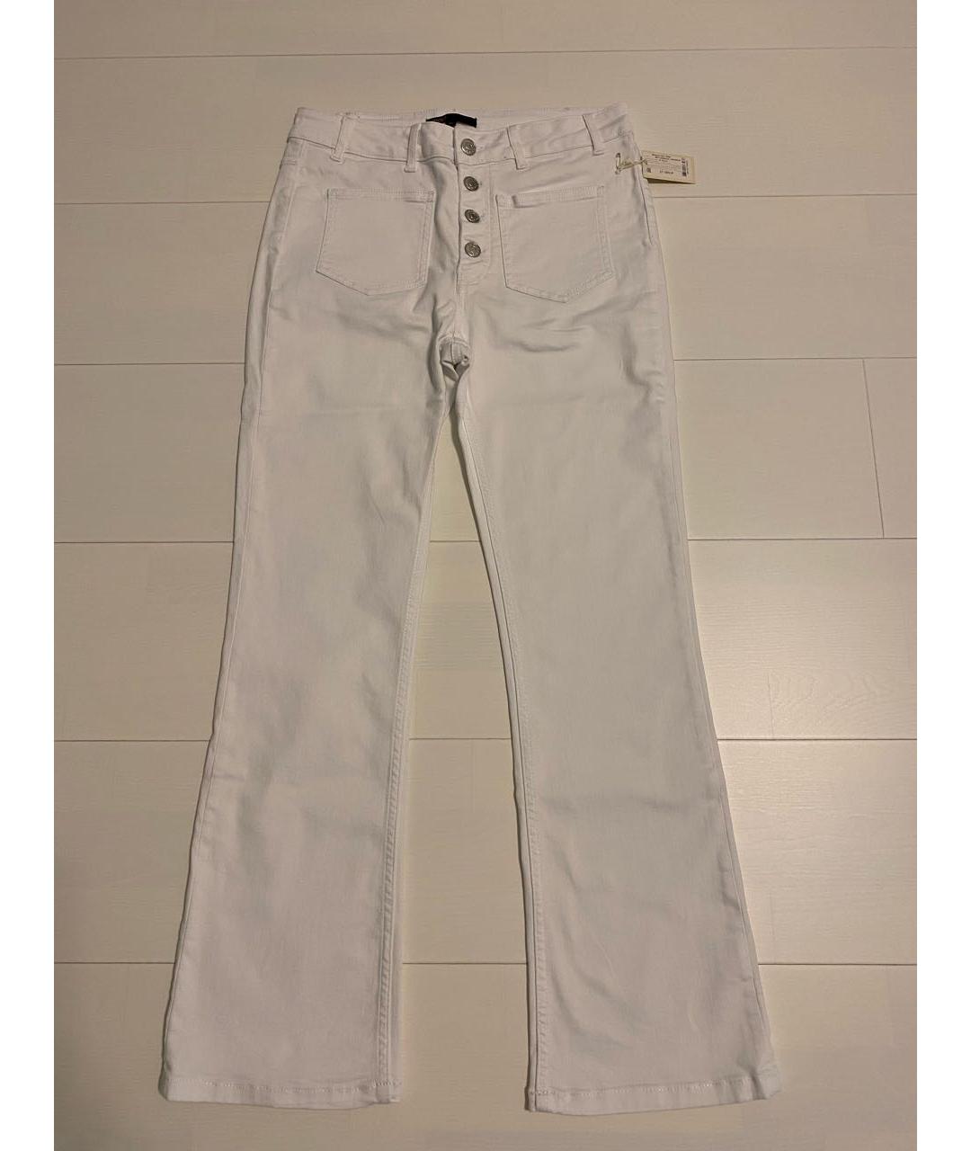 MAJE Белые хлопко-эластановые джинсы клеш, фото 8