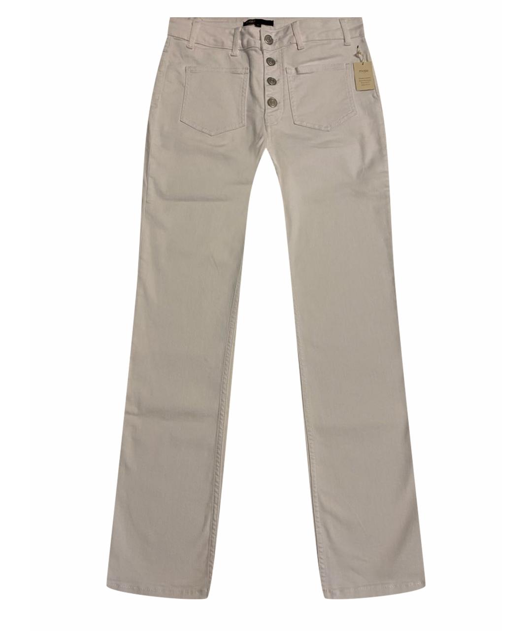 MAJE Белые хлопко-эластановые джинсы клеш, фото 1