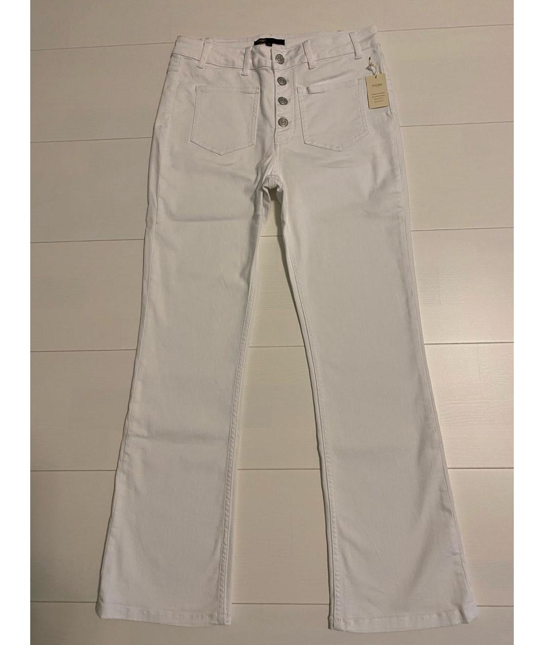 MAJE Белые хлопко-эластановые джинсы клеш, фото 9