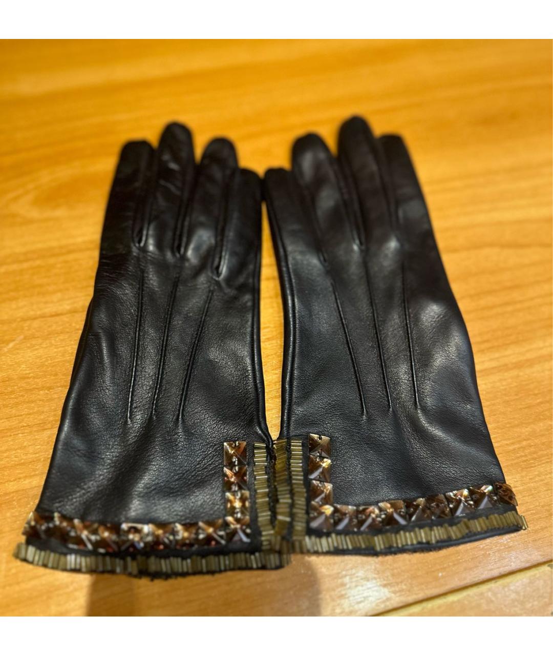 ERMANNO SCERVINO Коричневые кожаные перчатки, фото 5