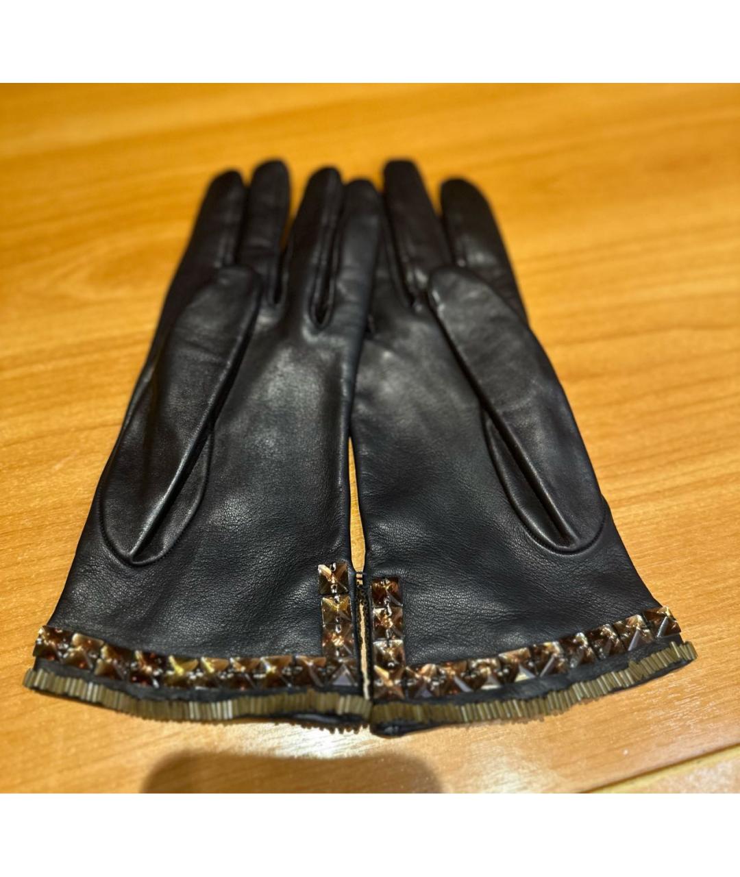 ERMANNO SCERVINO Коричневые кожаные перчатки, фото 2