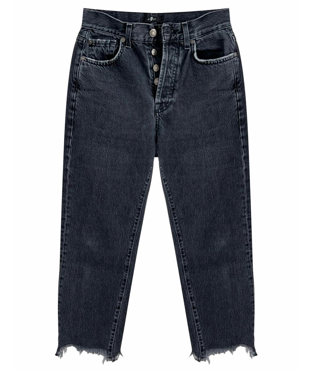 7 FOR ALL MANKIND Антрацитовые хлопковые прямые джинсы, фото 1