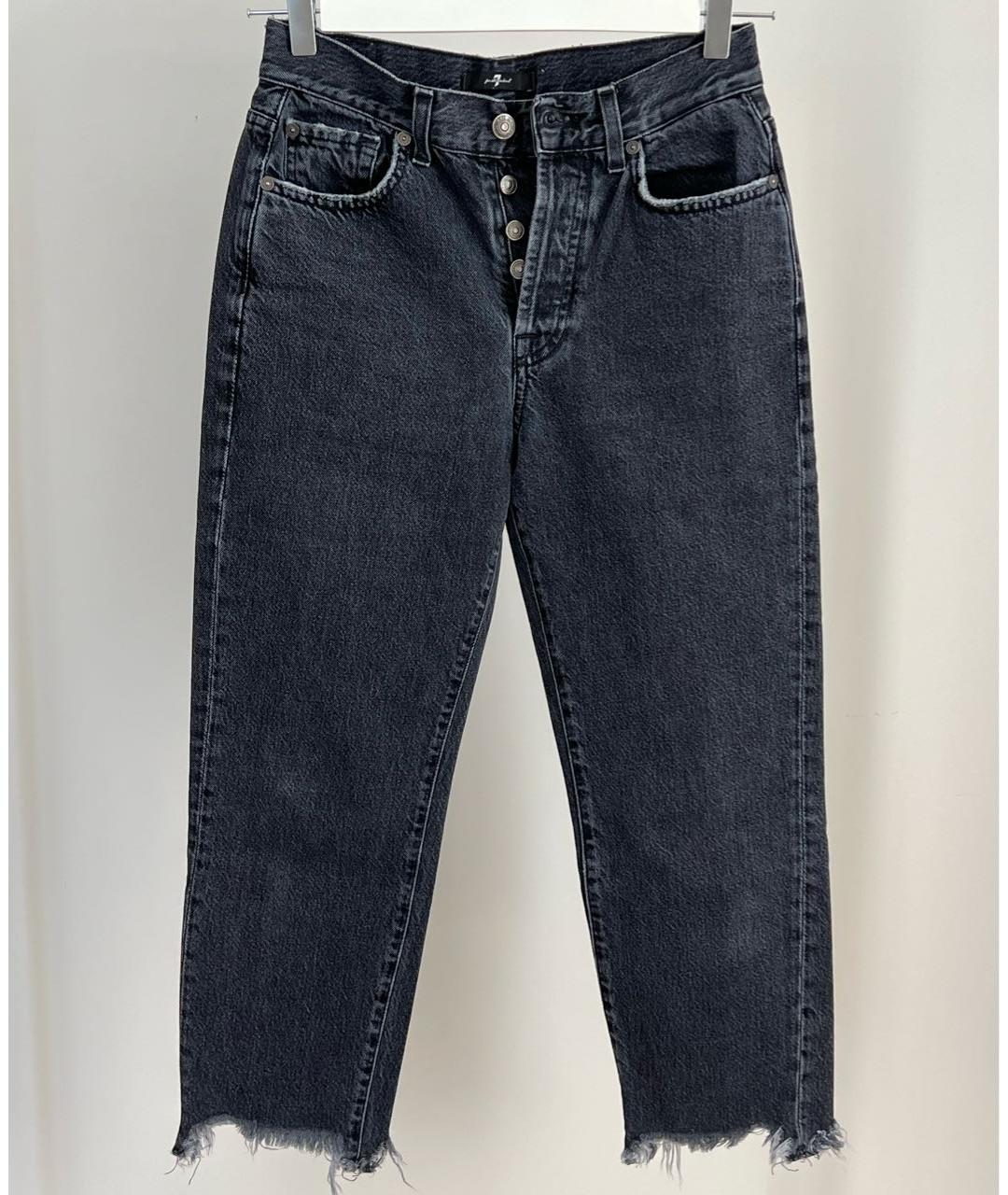 7 FOR ALL MANKIND Антрацитовые хлопковые прямые джинсы, фото 8