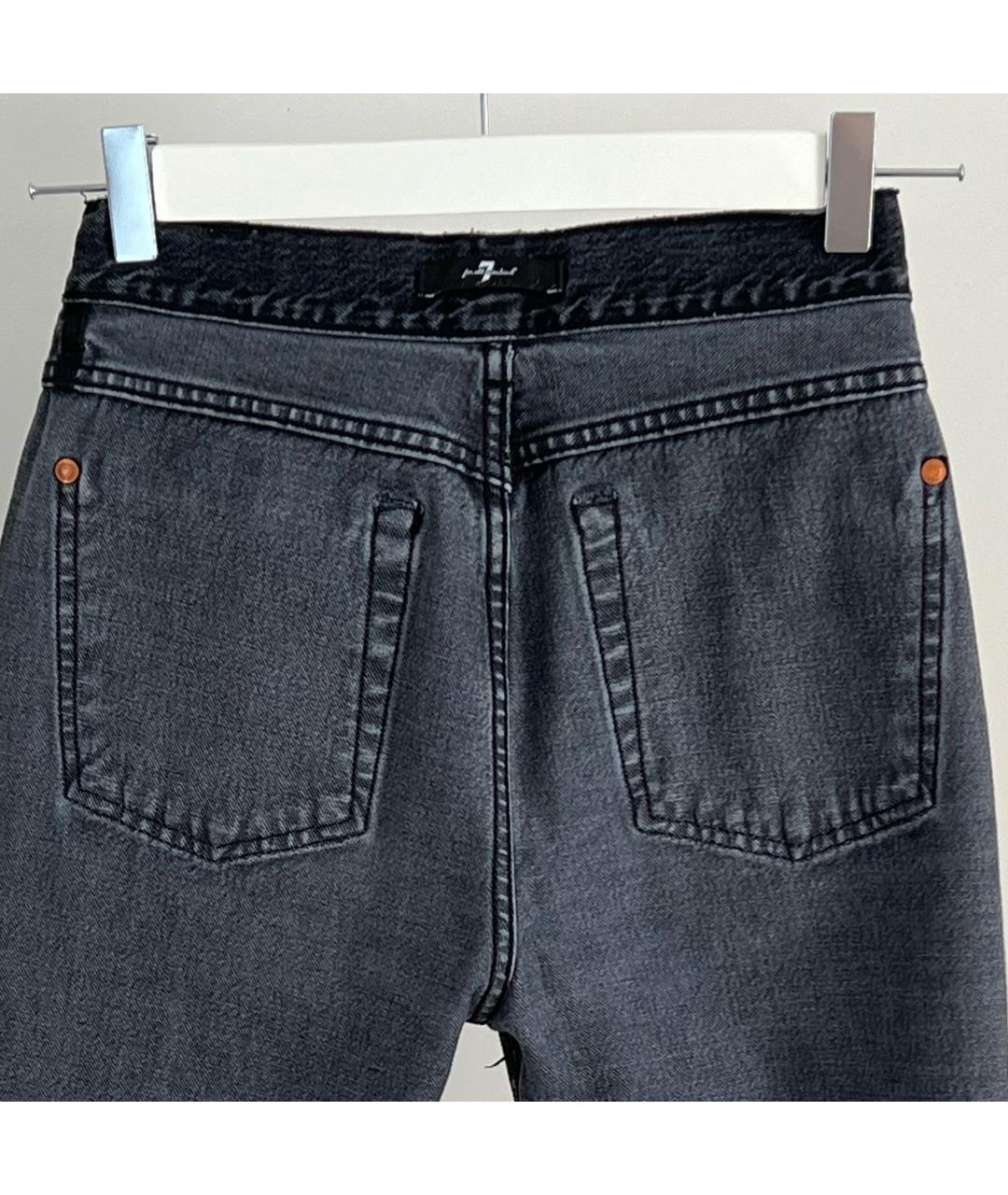 7 FOR ALL MANKIND Антрацитовые хлопковые прямые джинсы, фото 3