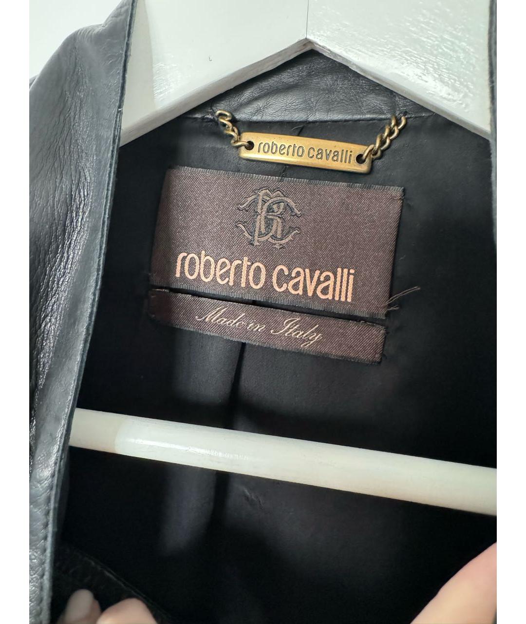 ROBERTO CAVALLI Черная кожаная куртка, фото 6