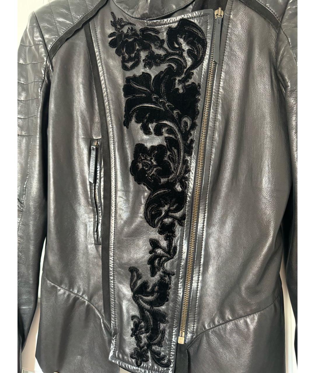 ROBERTO CAVALLI Черная кожаная куртка, фото 3