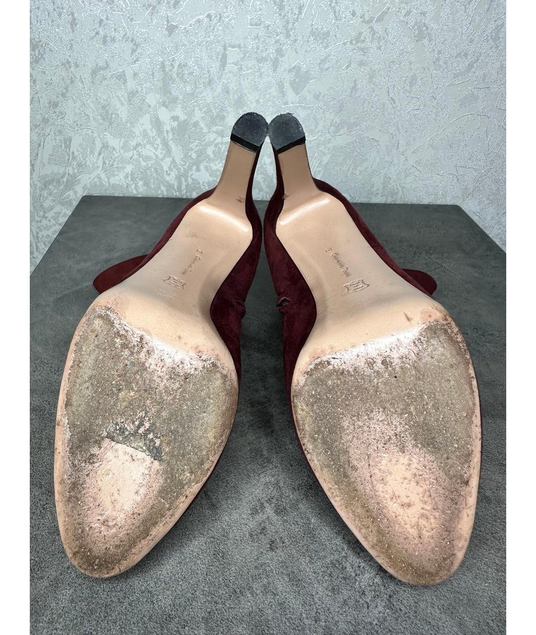 GIANVITO ROSSI Бордовые замшевые ботильоны, фото 5