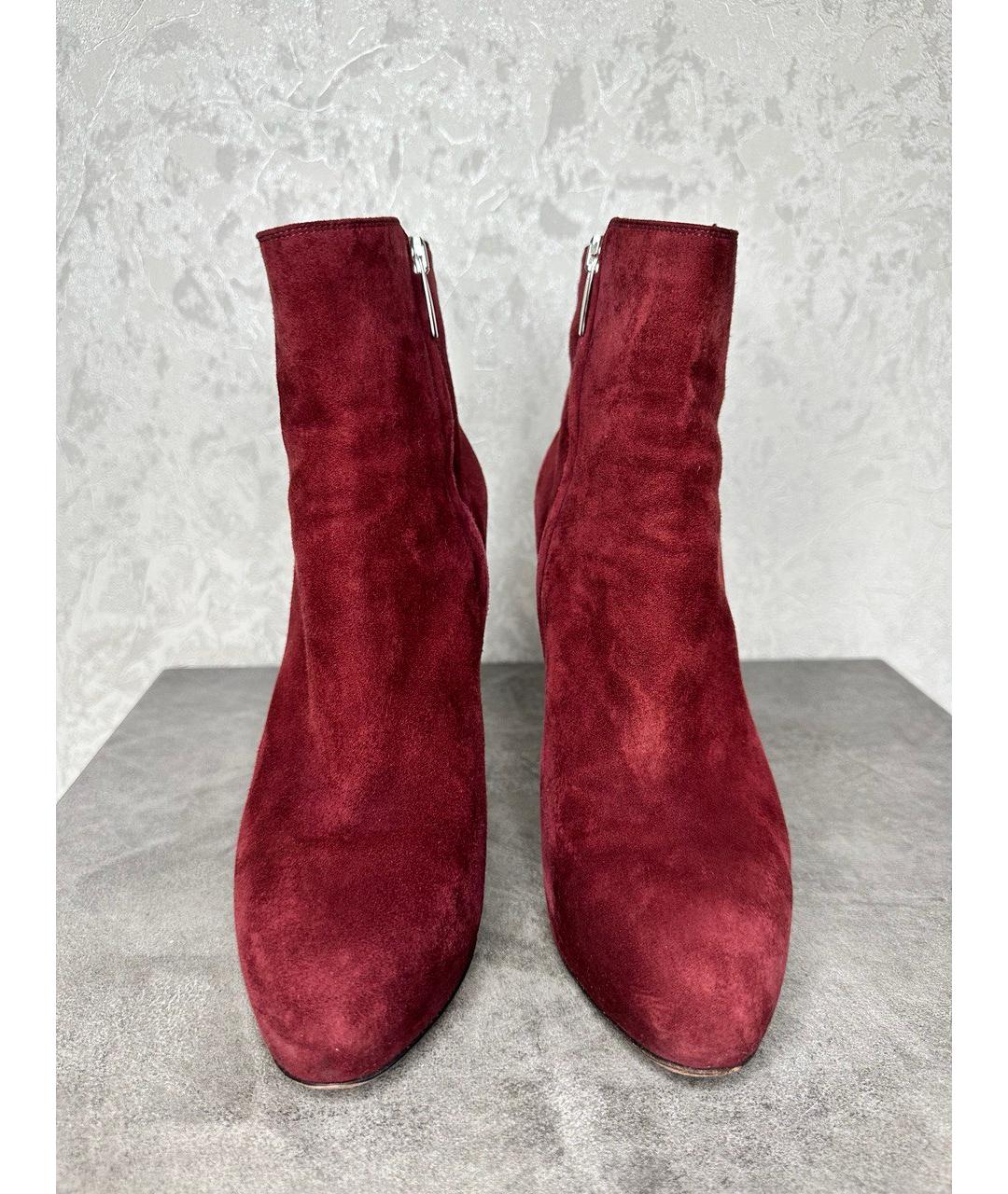 GIANVITO ROSSI Бордовые замшевые ботильоны, фото 2