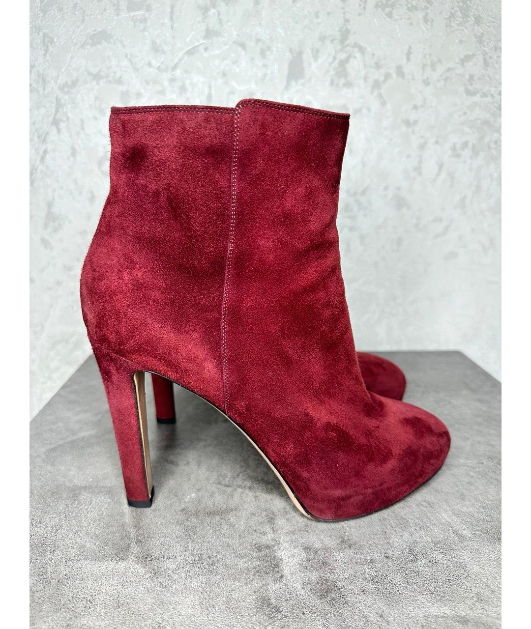 GIANVITO ROSSI Бордовые замшевые ботильоны, фото 6