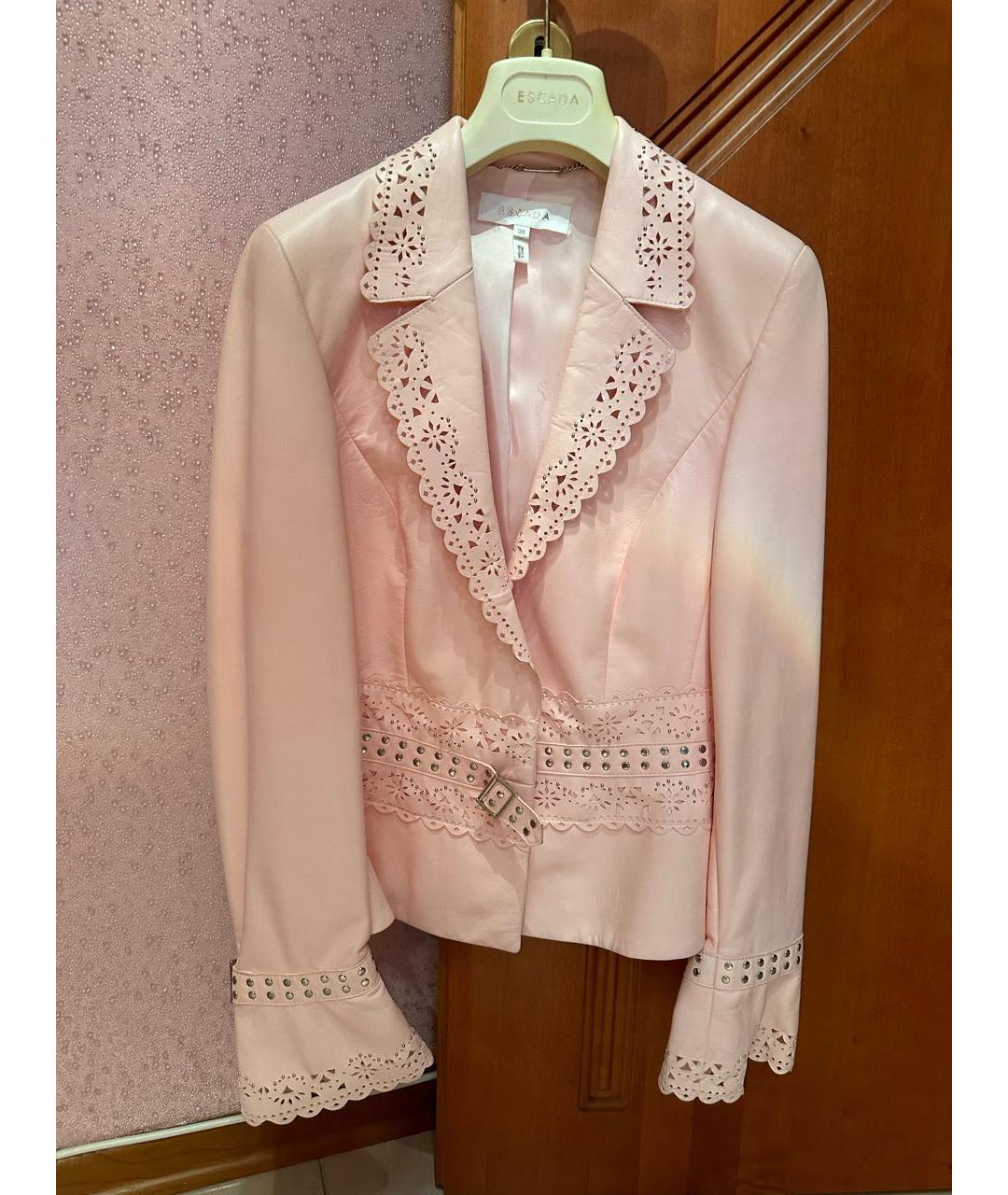ESCADA Розовый кожаный жакет/пиджак, фото 8