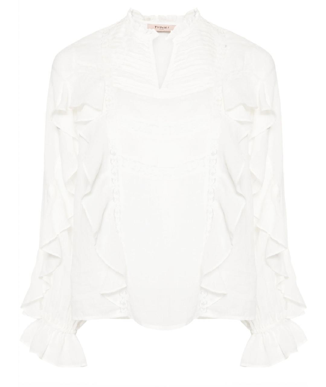 TWIN-SET Белая льняная блузы, фото 1