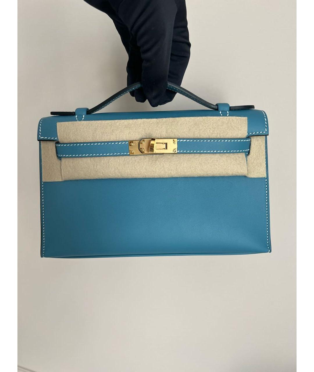 HERMES PRE-OWNED Голубая кожаная сумка с короткими ручками, фото 1