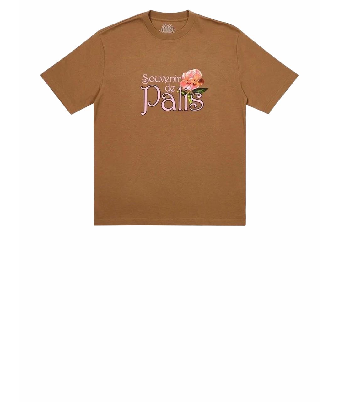 PALACE Коричневая хлопковая футболка, фото 1