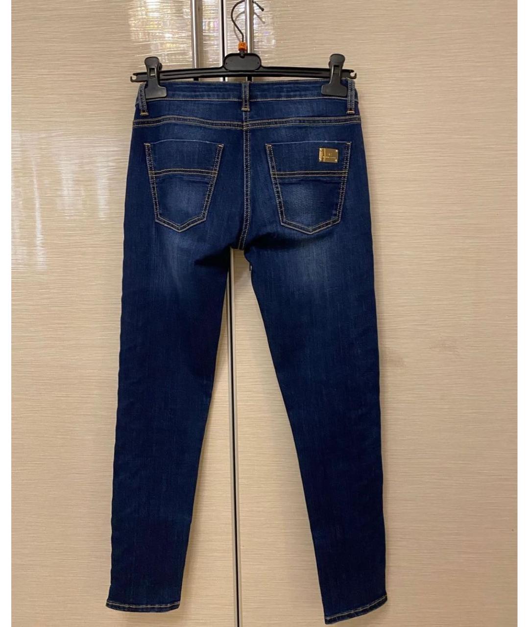 ELISABETTA FRANCHI Темно-синие хлопковые джинсы слим, фото 2