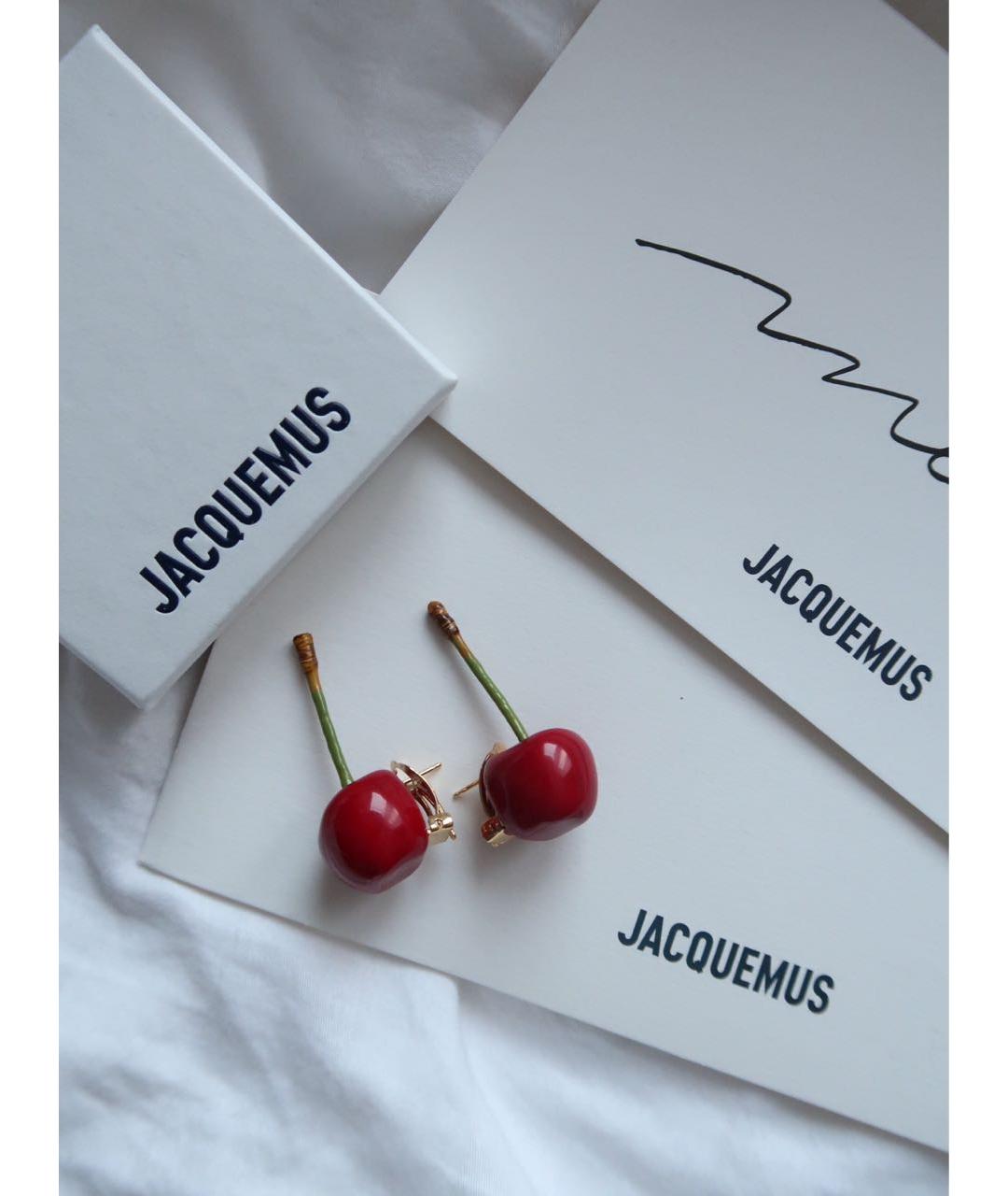 JACQUEMUS Красные латунные серьги, фото 5