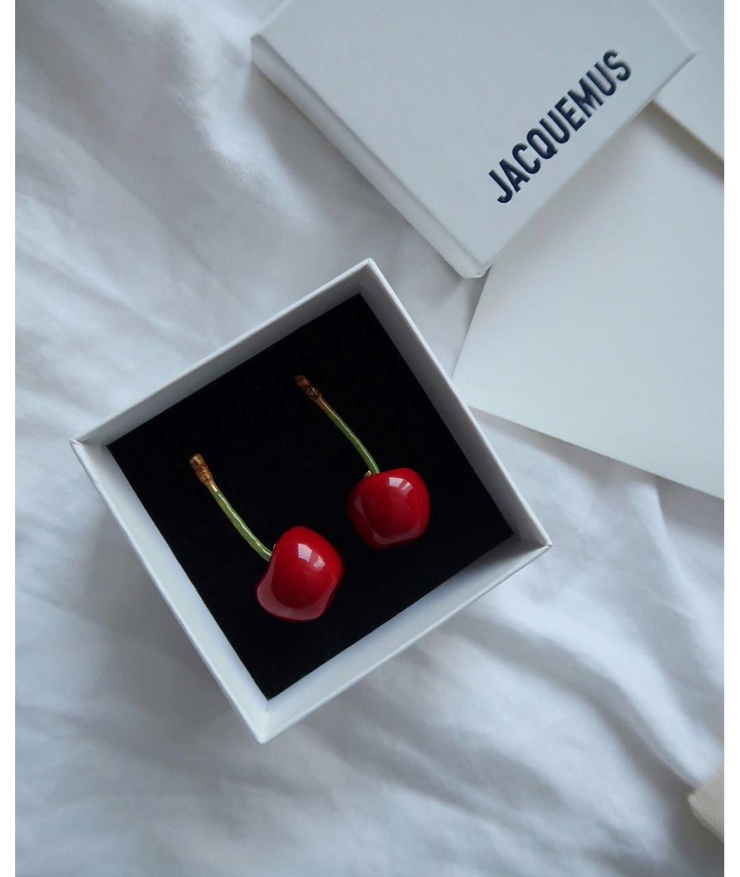 JACQUEMUS Красные латунные серьги, фото 6