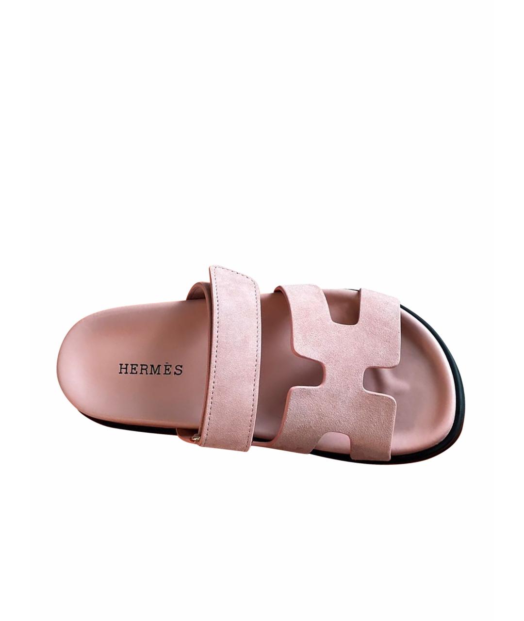 HERMES PRE-OWNED Розовые замшевые сандалии, фото 1