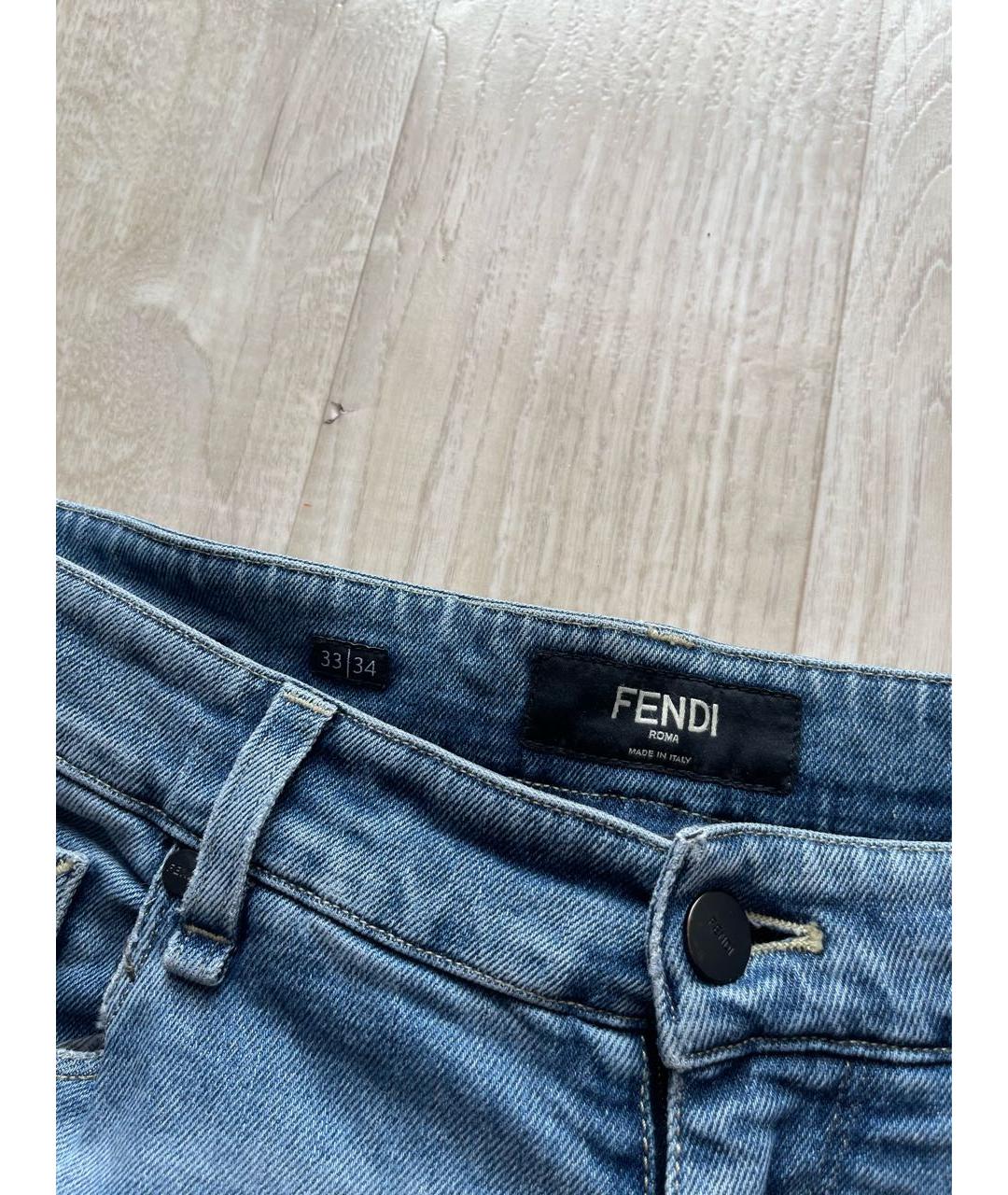 FENDI Голубые хлопковые джинсы скинни, фото 3
