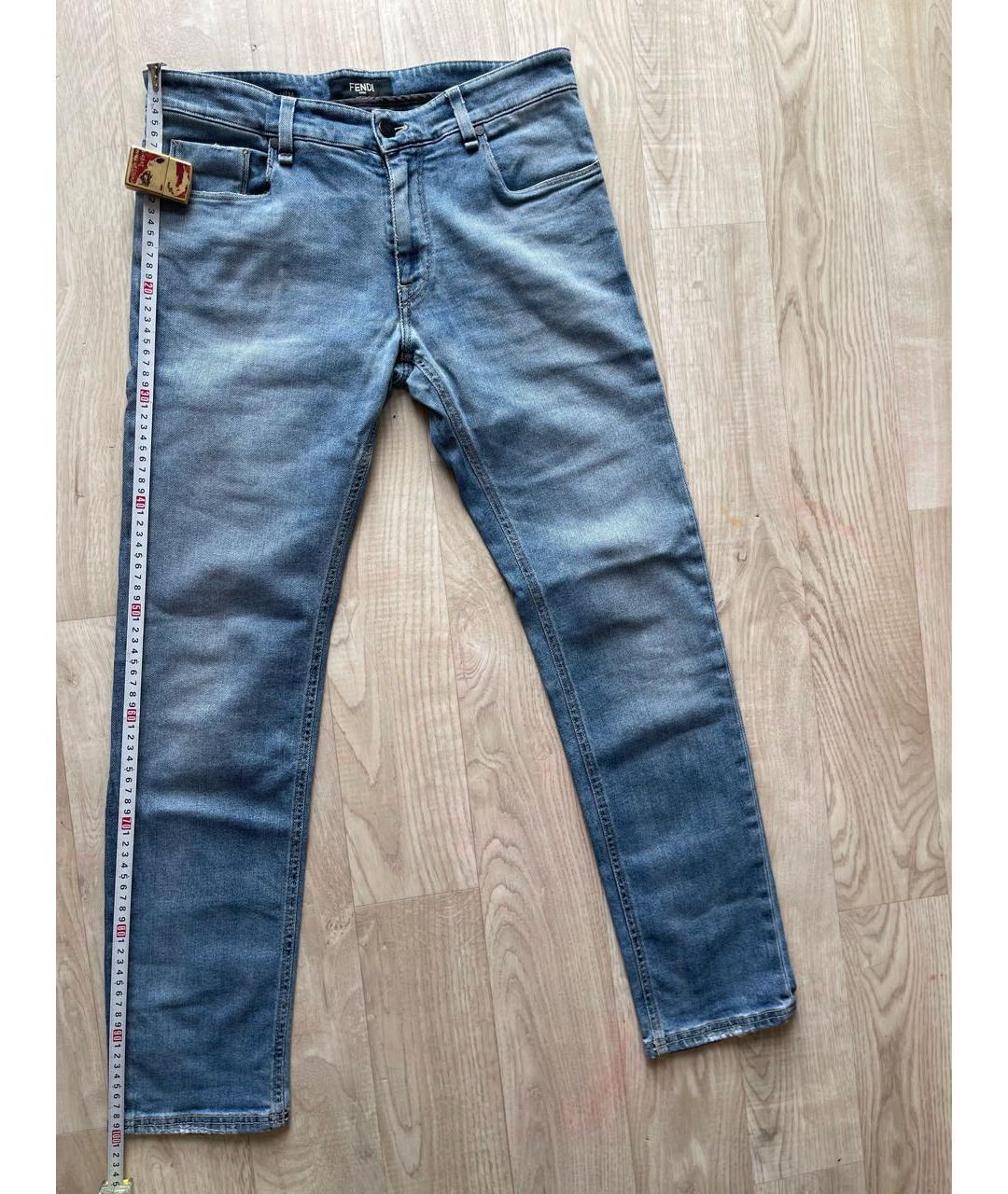 FENDI Голубые хлопковые джинсы скинни, фото 8