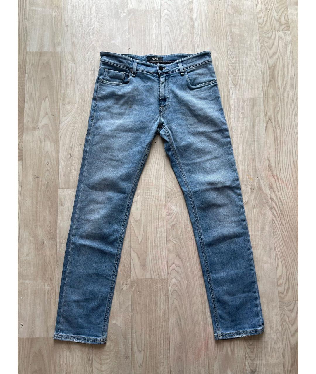 FENDI Голубые хлопковые джинсы скинни, фото 9