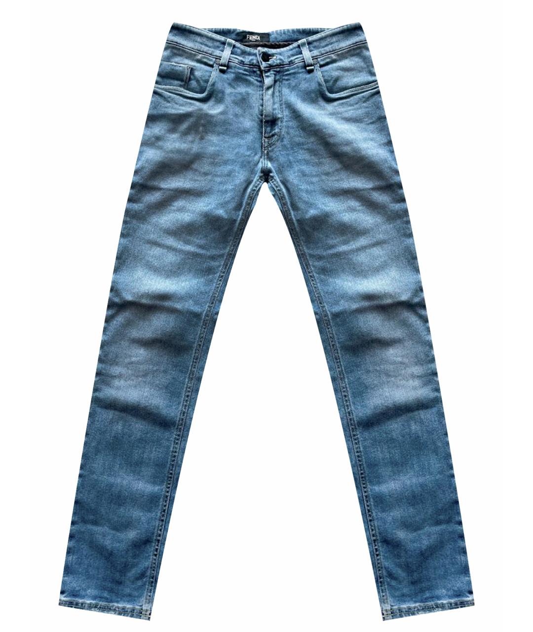 FENDI Голубые хлопковые джинсы скинни, фото 1