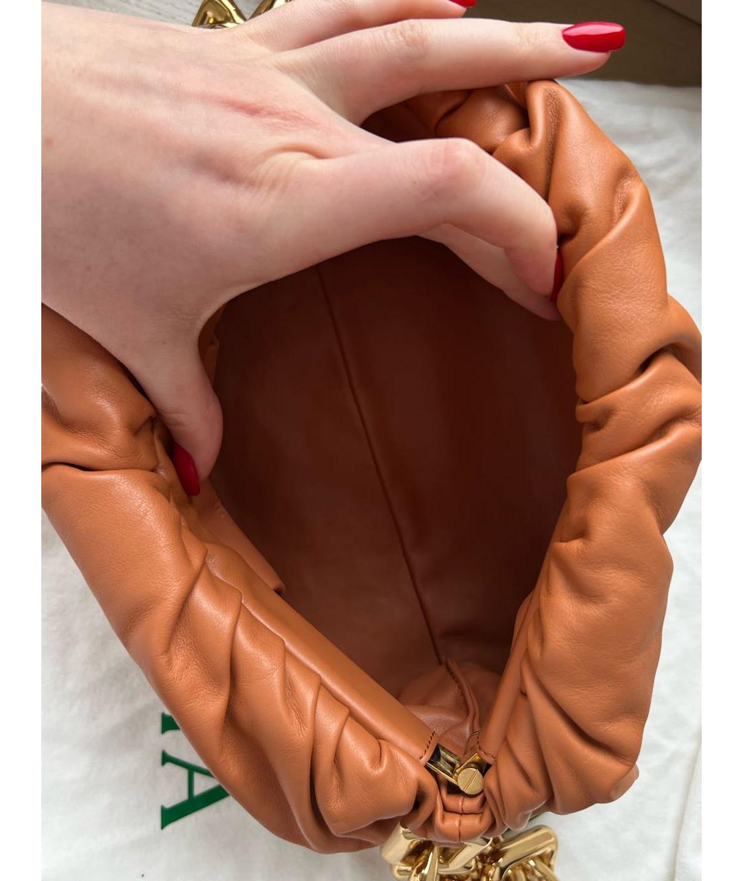 BOTTEGA VENETA Оранжевая кожаная сумка с короткими ручками, фото 2