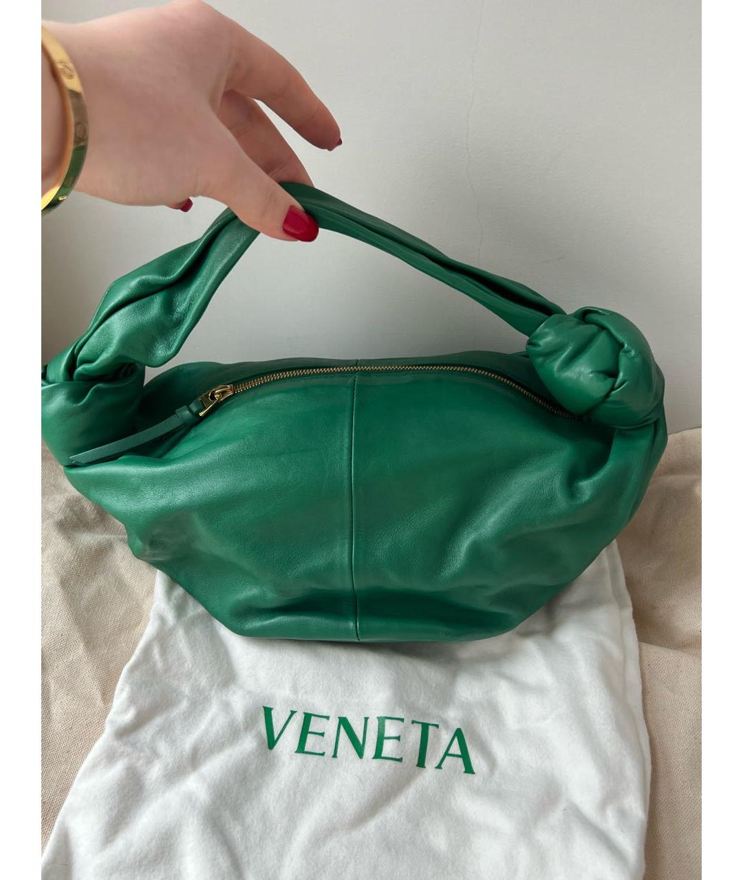 BOTTEGA VENETA Зеленая кожаная сумка с короткими ручками, фото 4