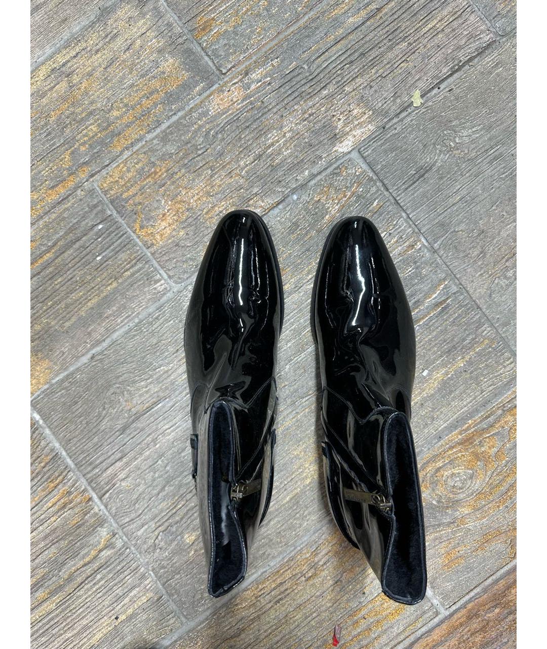 JOHN GALLIANO Черные высокие ботинки из лакированной кожи, фото 3