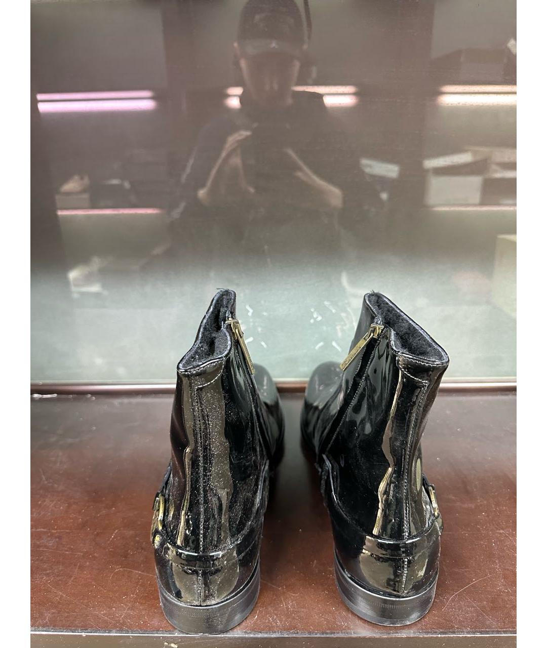 JOHN GALLIANO Черные высокие ботинки из лакированной кожи, фото 4