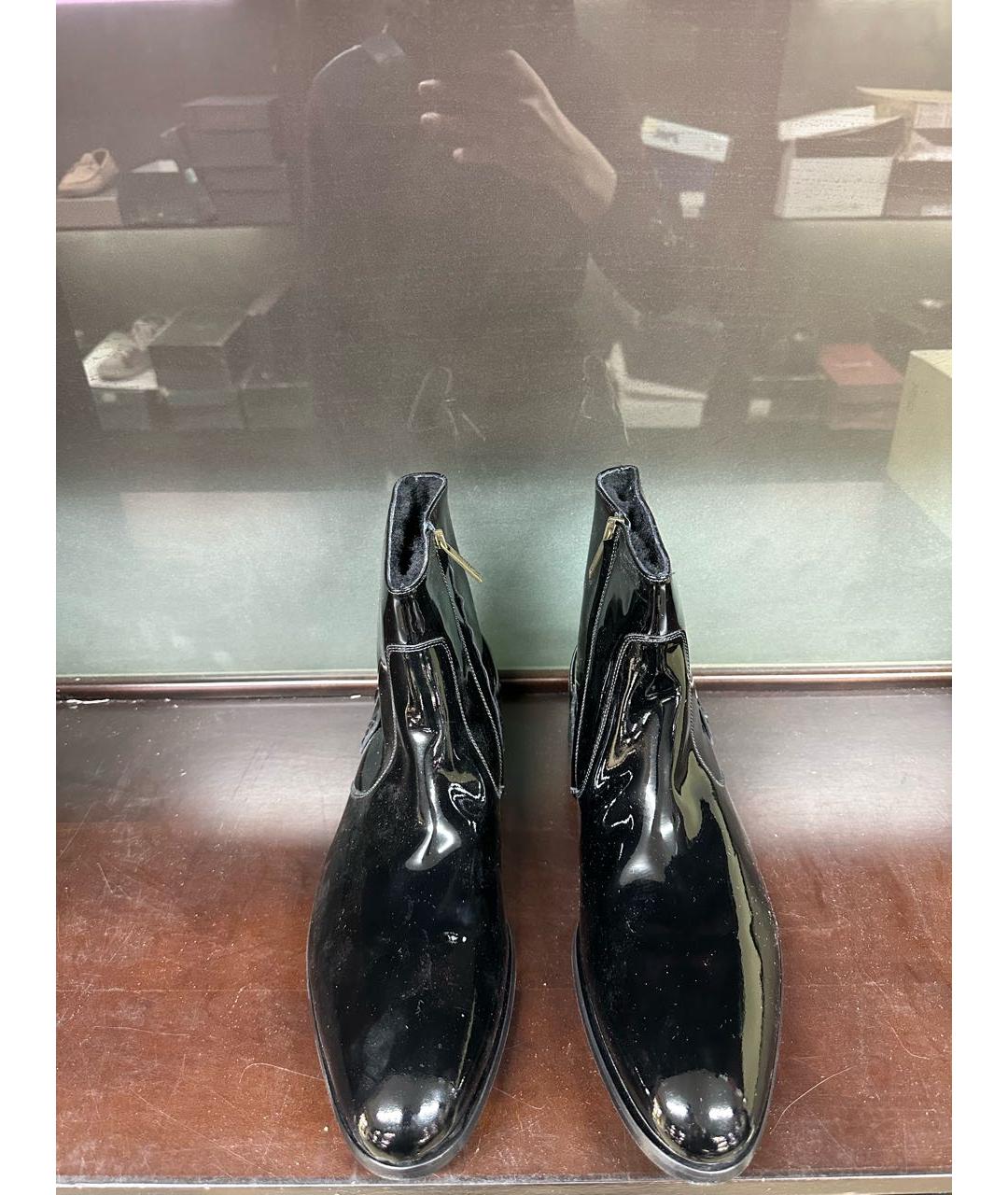 JOHN GALLIANO Черные высокие ботинки из лакированной кожи, фото 2