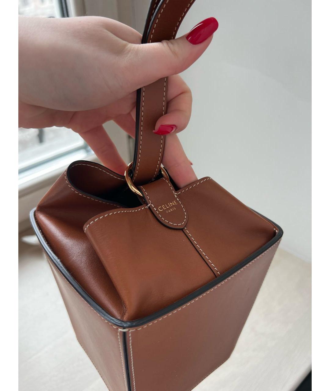CELINE PRE-OWNED Коричневая кожаная сумка с короткими ручками, фото 2