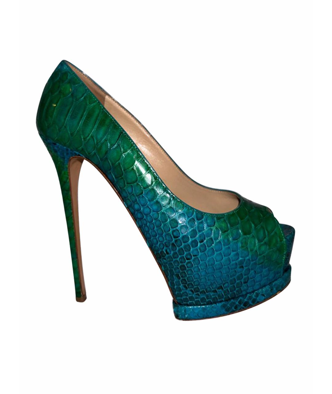 GIAN MARCO LORENZI Зеленые туфли из экзотической кожи, фото 1