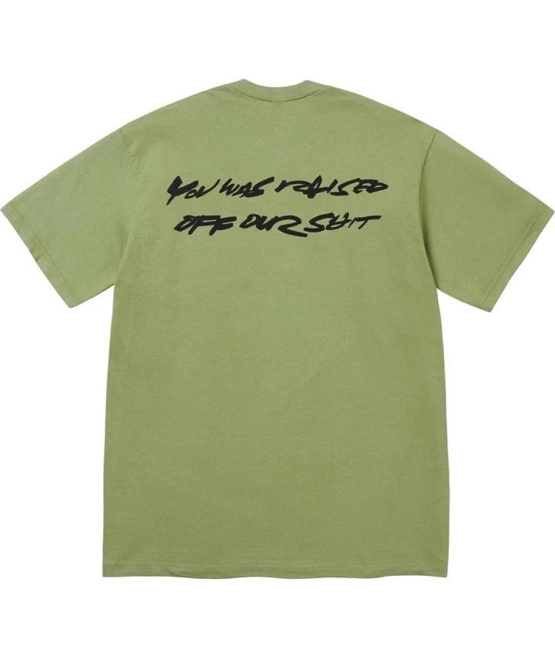 SUPREME Зеленая хлопковая футболка, фото 2