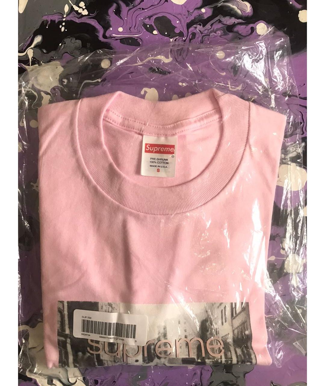 SUPREME Розовая хлопковая футболка, фото 2