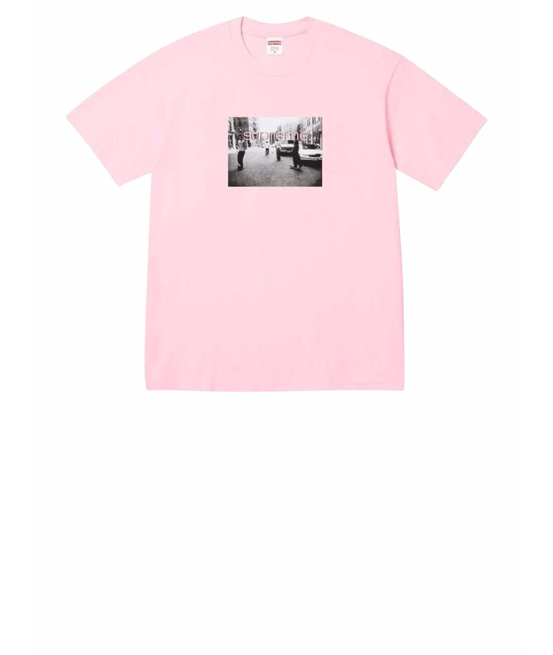 SUPREME Розовая хлопковая футболка, фото 1