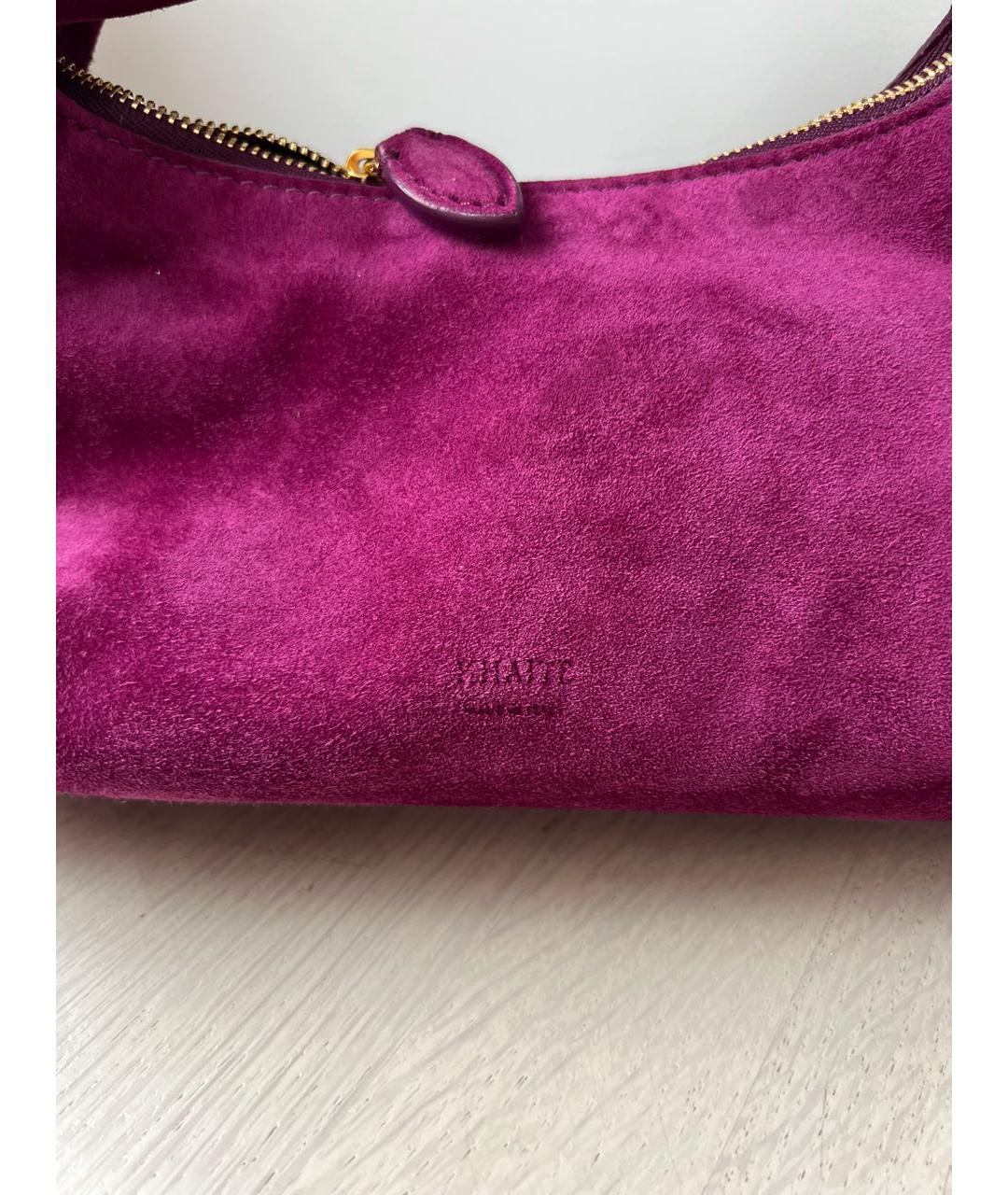 KHAITE Фиолетовая замшевая сумка с короткими ручками, фото 2