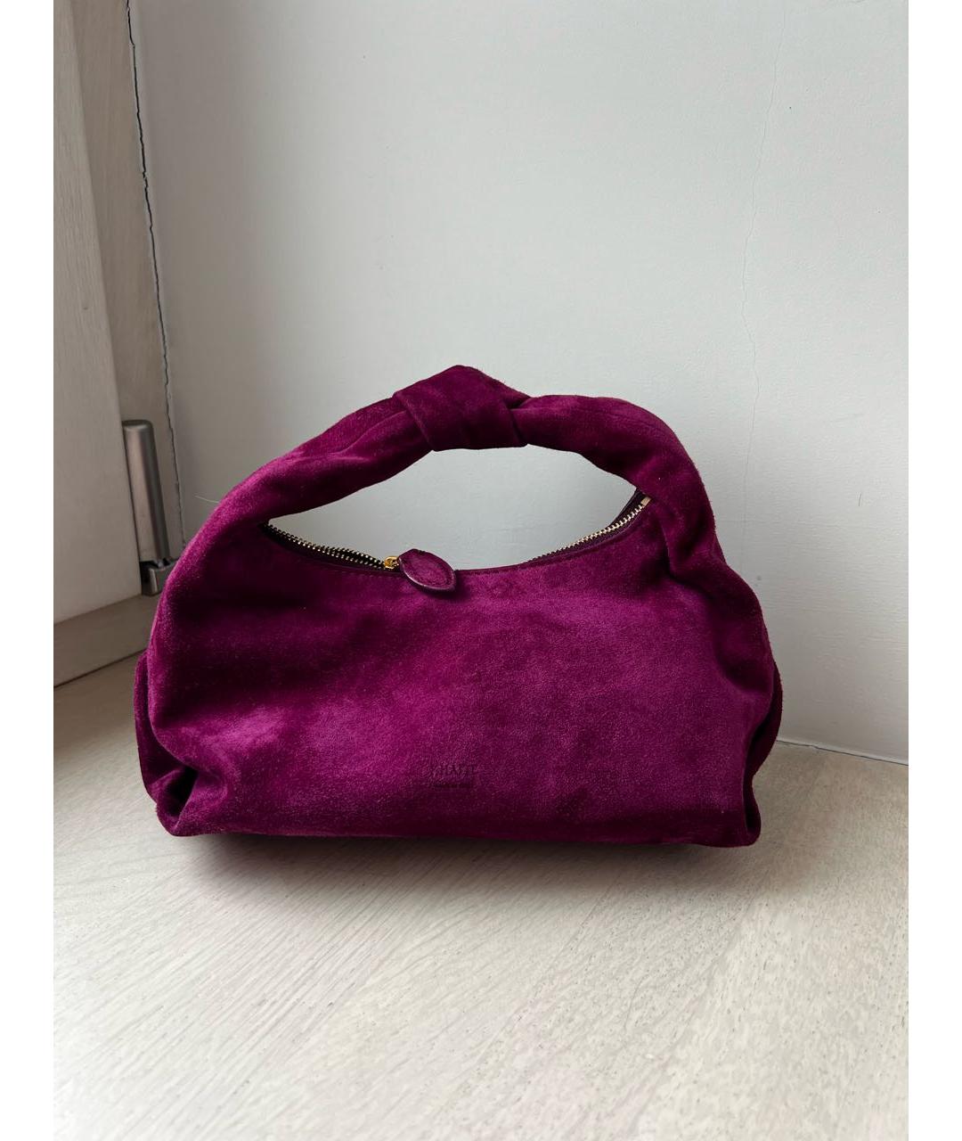 KHAITE Фиолетовая замшевая сумка с короткими ручками, фото 4