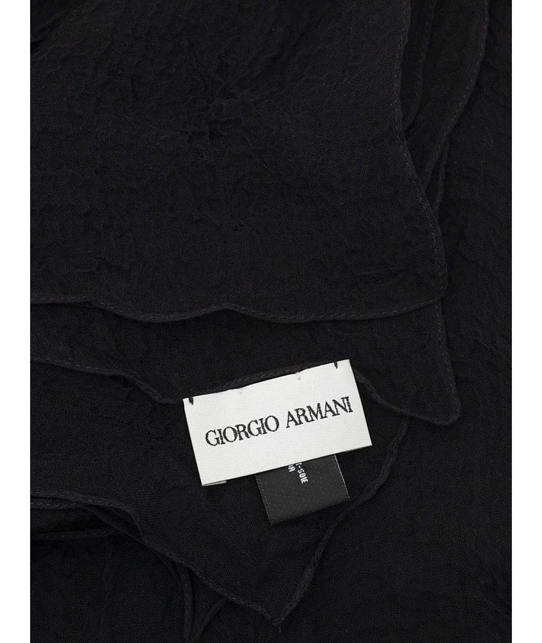 GIORGIO ARMANI Черный шелковый шарф, фото 2