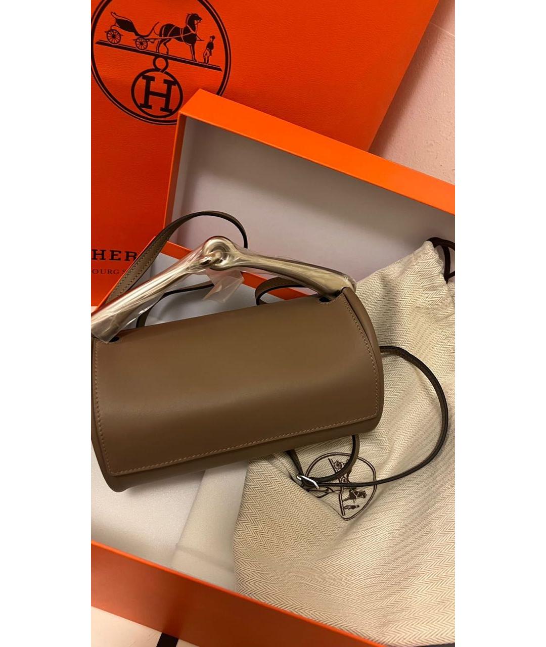 HERMES PRE-OWNED Бежевая кожаная сумка через плечо, фото 4