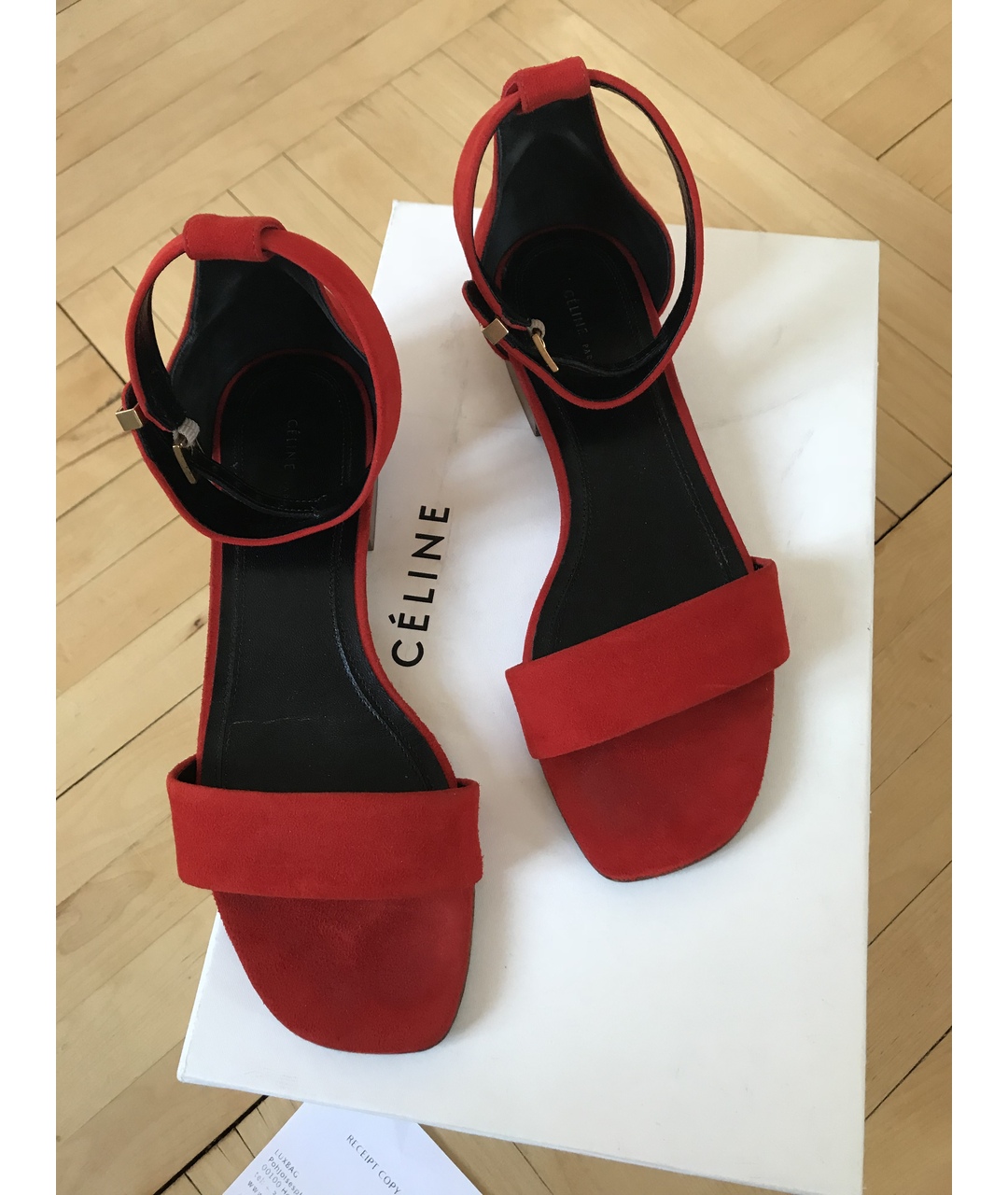 CELINE PRE-OWNED Красные замшевые сандалии, фото 6
