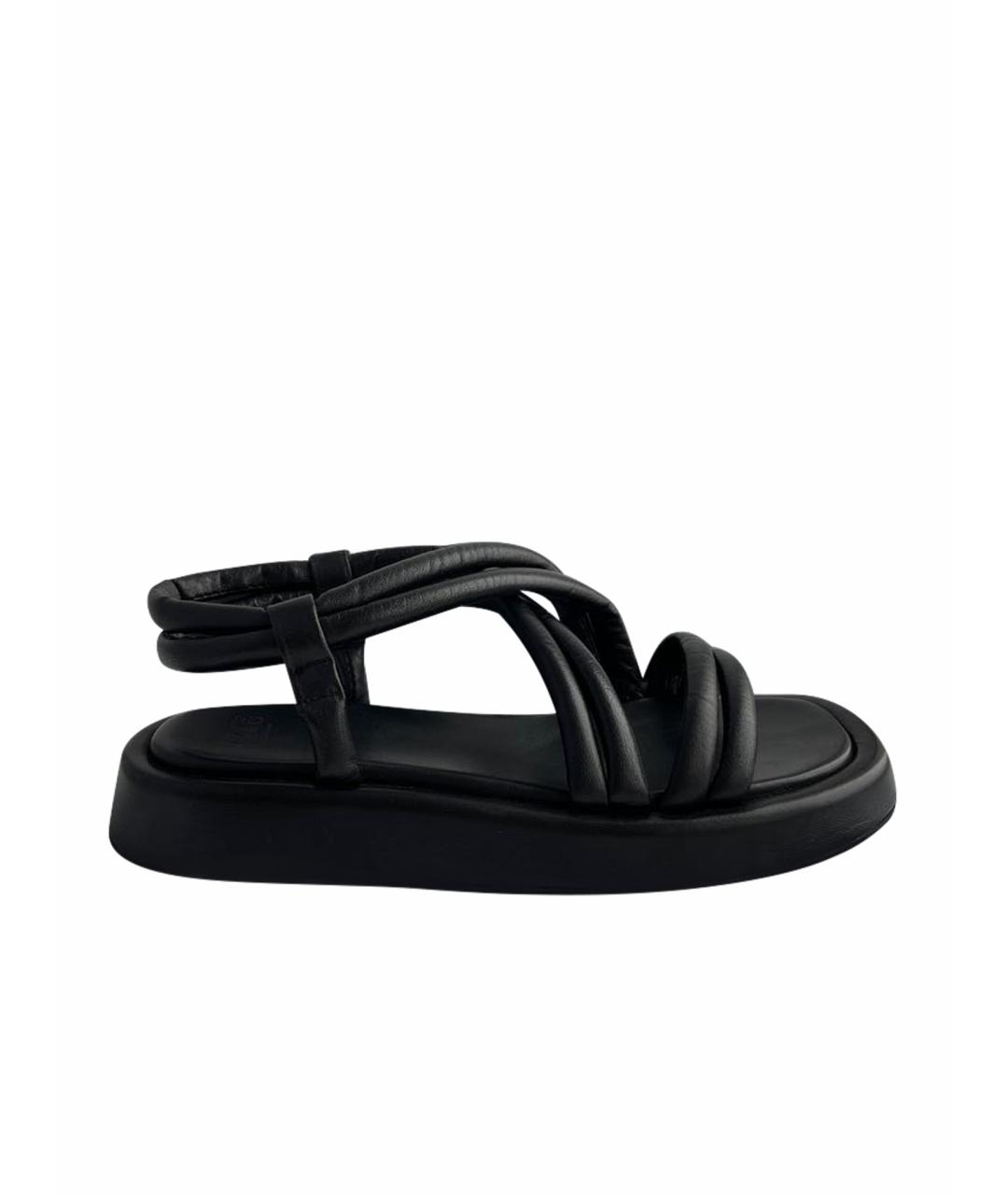 ERIKA CAVALLINI Черные кожаные сандалии, фото 1
