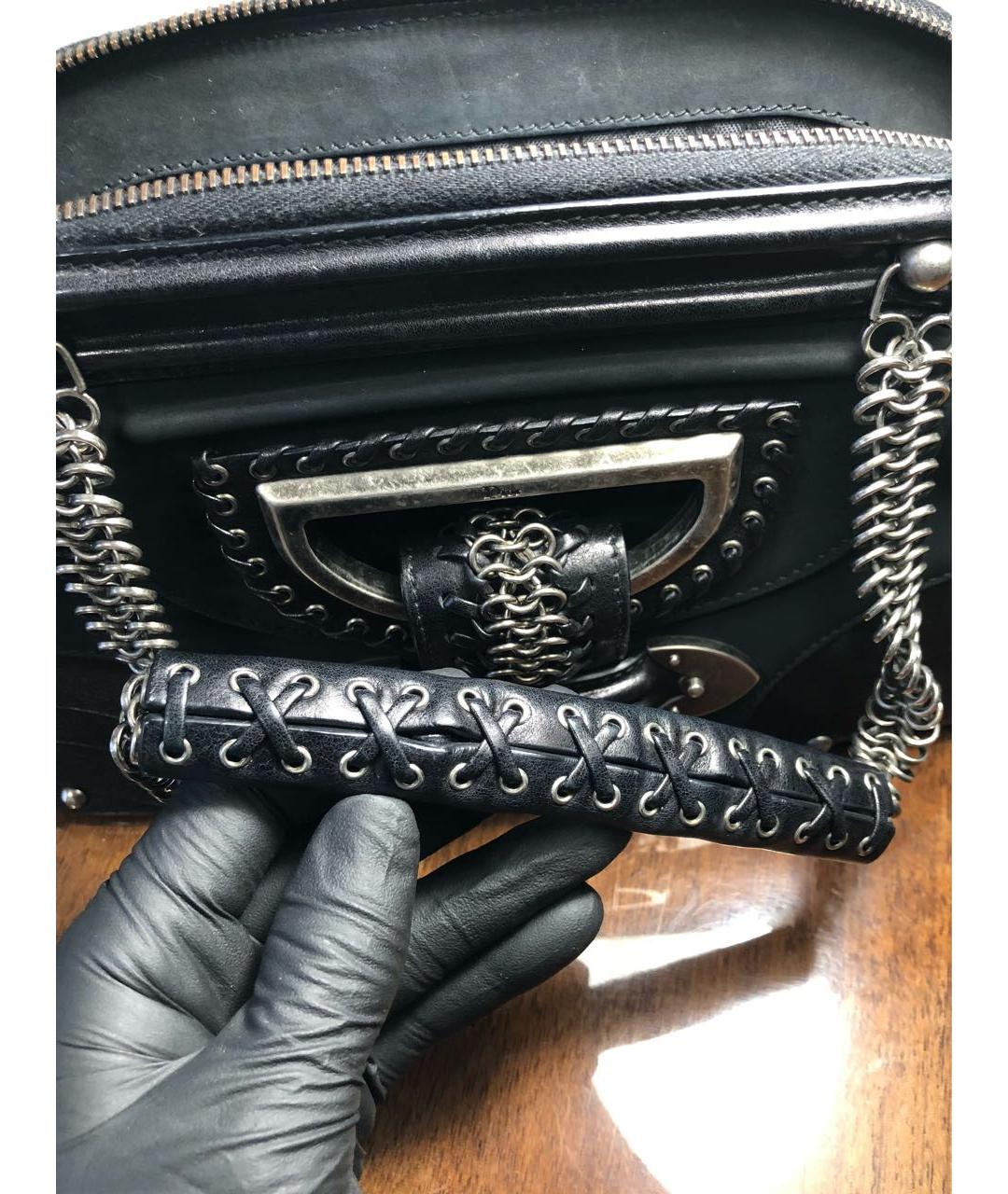 CHRISTIAN DIOR PRE-OWNED Черная кожаная сумка с короткими ручками, фото 8