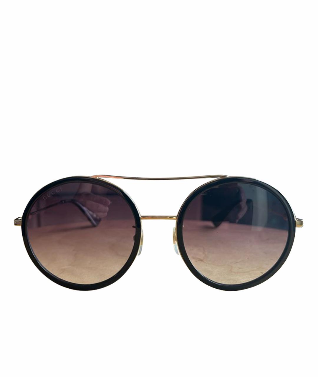 GUCCI Золотые пластиковые солнцезащитные очки, фото 1