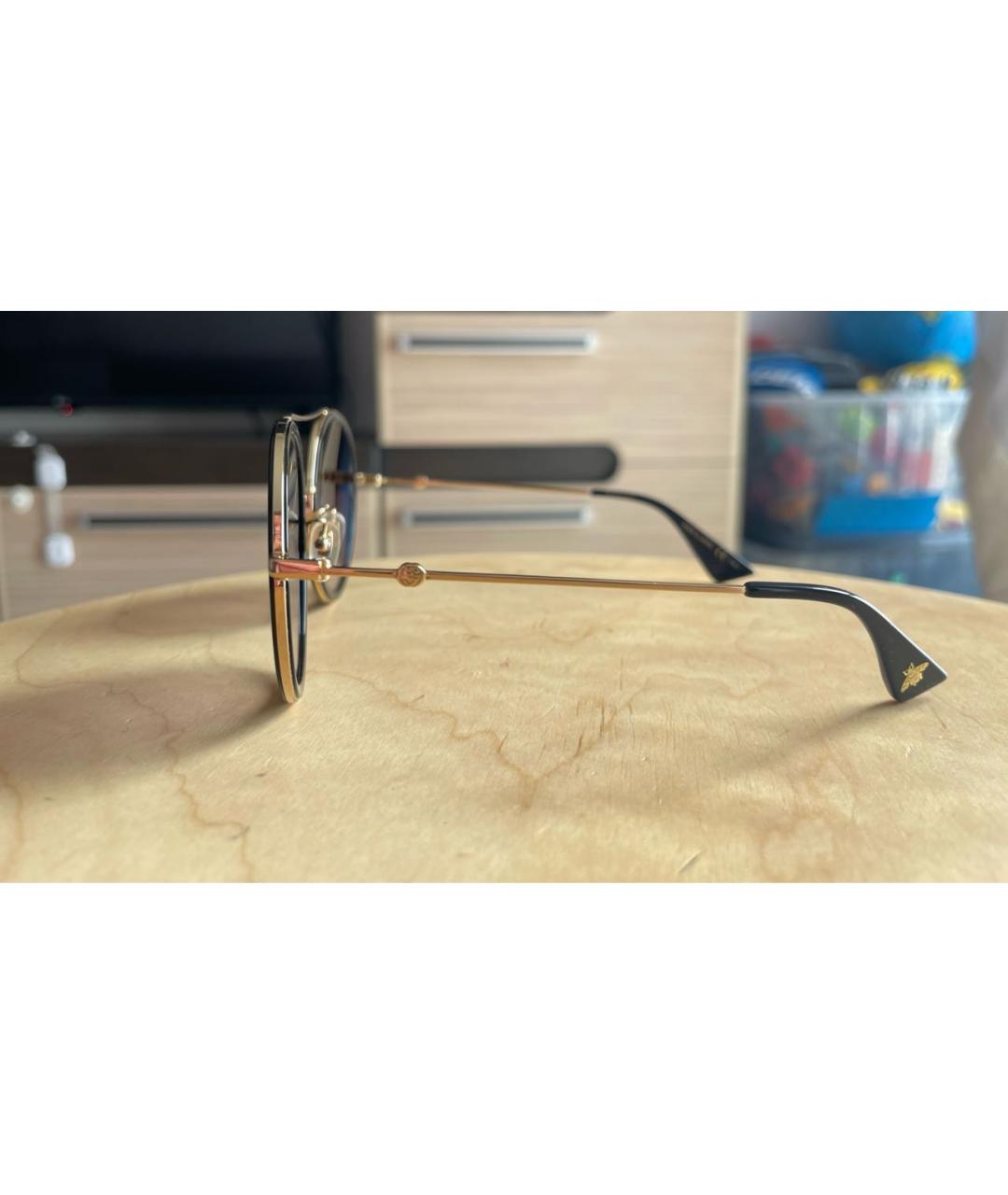 GUCCI Золотые пластиковые солнцезащитные очки, фото 4