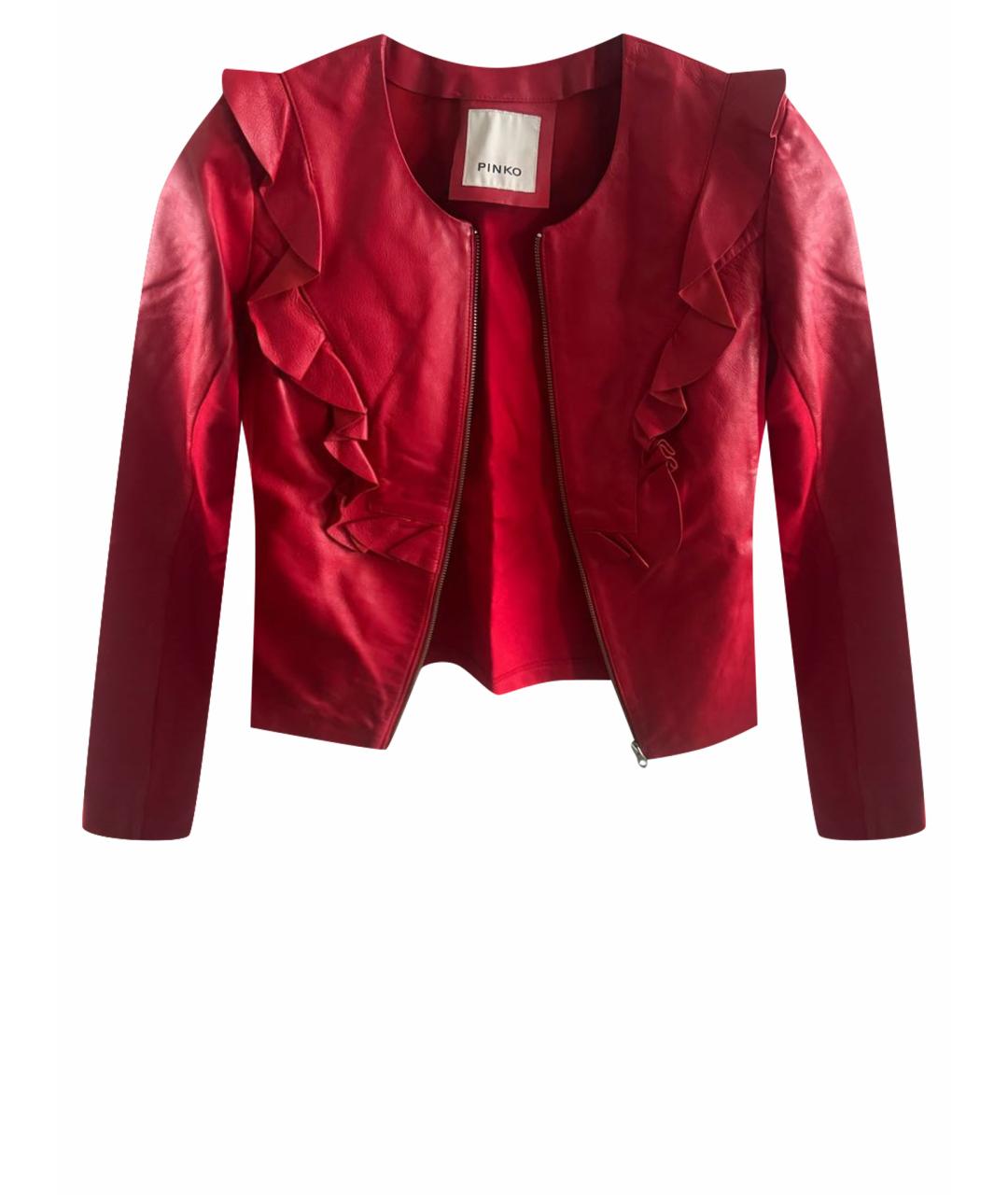 PINKO Красный кожаный жакет/пиджак, фото 1