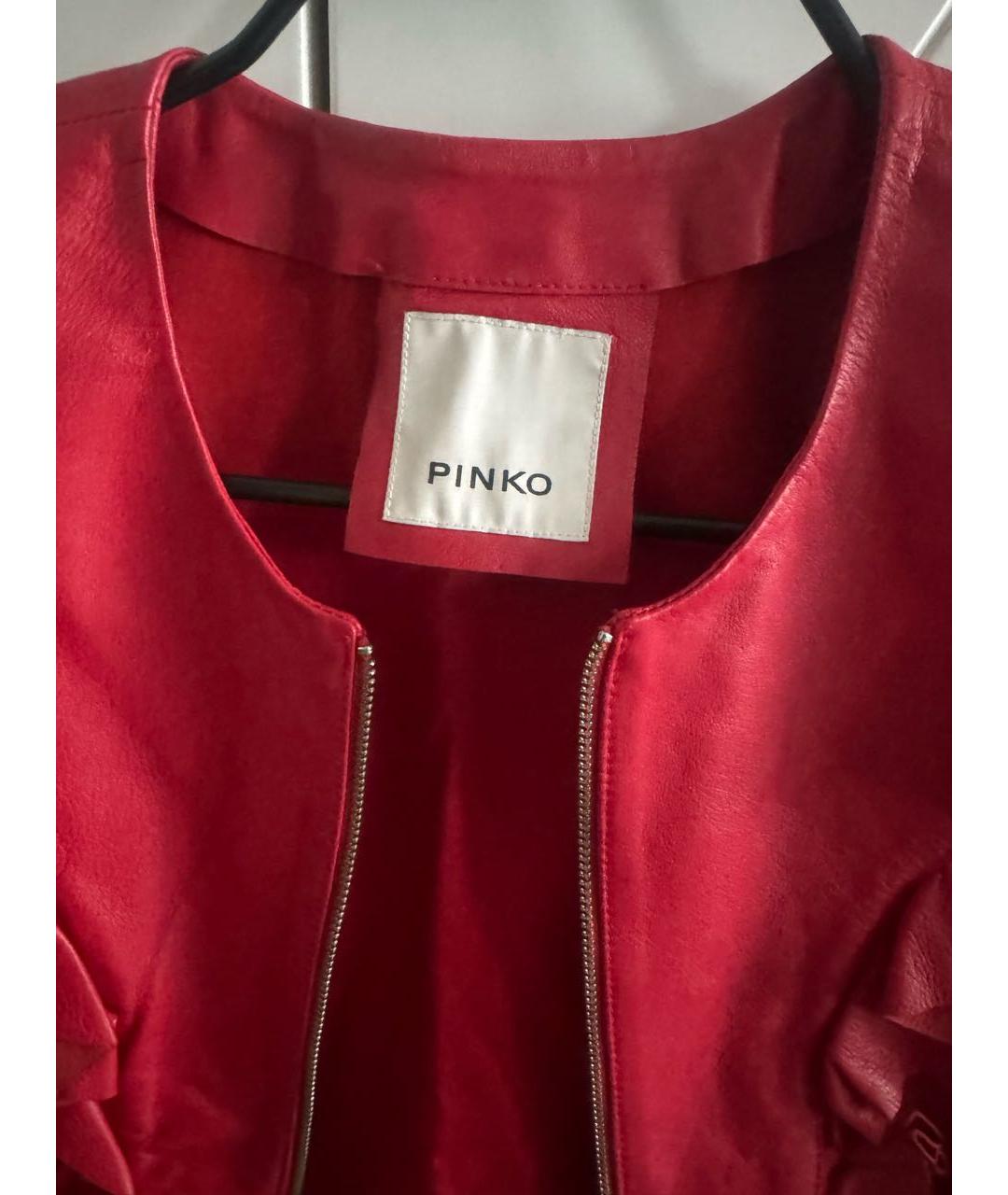 PINKO Красный кожаный жакет/пиджак, фото 3