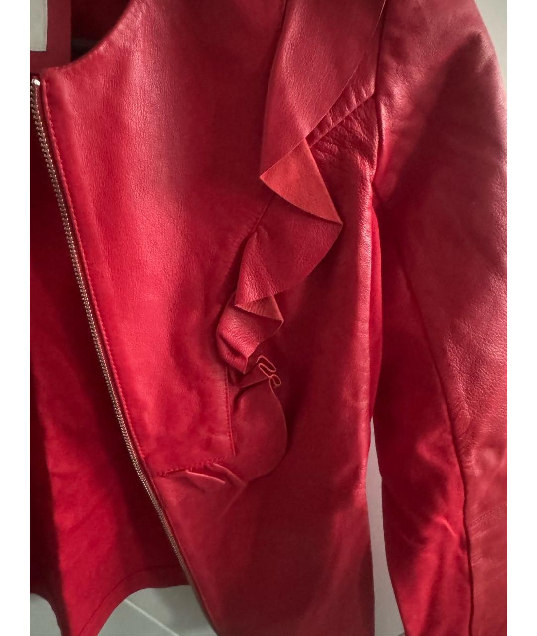 PINKO Красный кожаный жакет/пиджак, фото 4