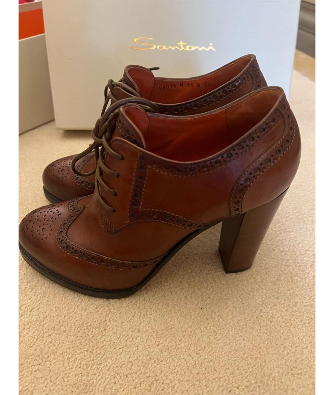 SANTONI Коричневые кожаные ботильоны, фото 5